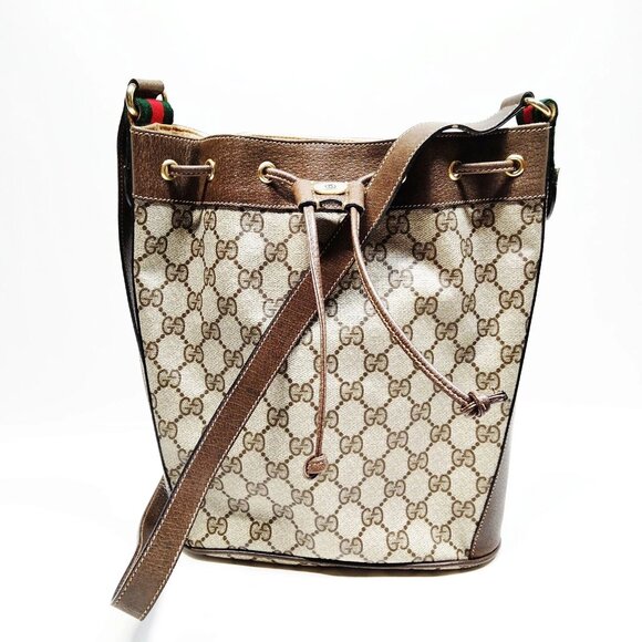 Authentic Gucci Sherry Line Brown PVC Shoulder Bag mn381-120625 - Picture 1 of 16